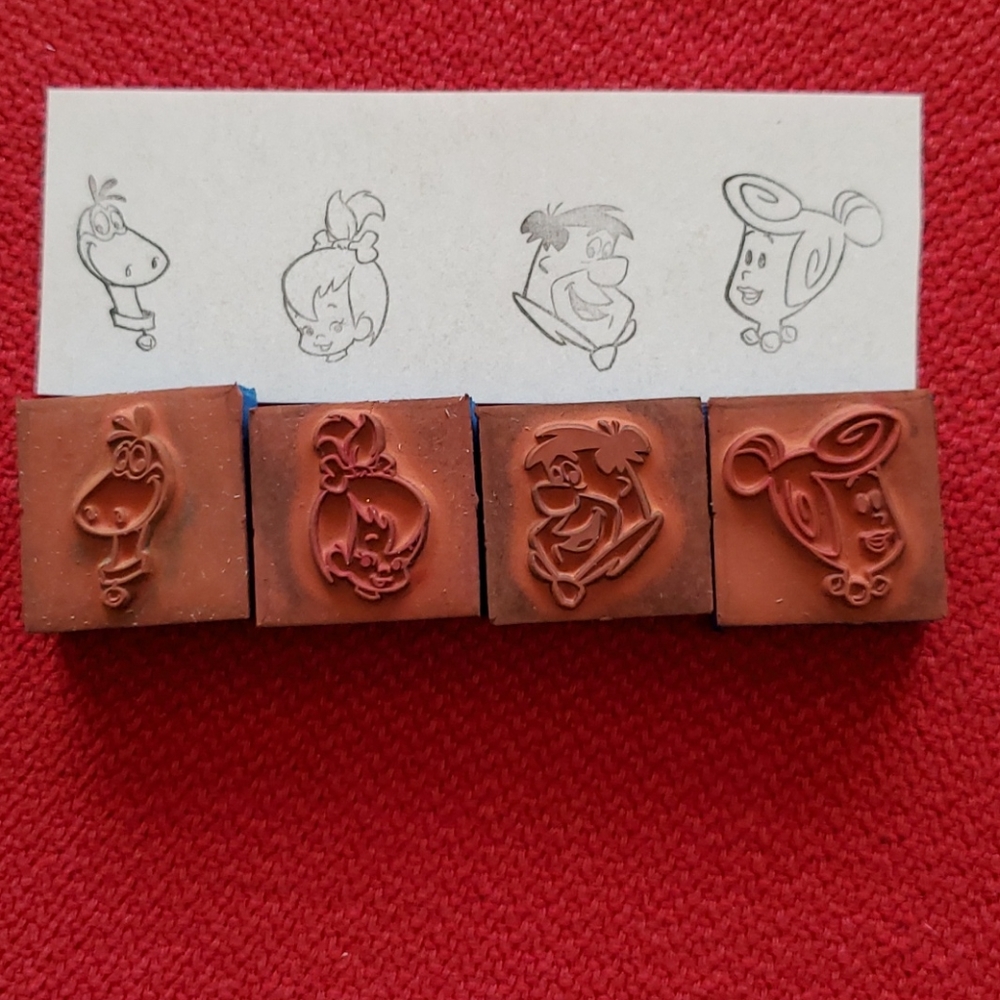 Set of 4 FLINTSTONES Fred Wilma Pebbles Dino rubber stamps card crafts HTF - Picture 2 of 6